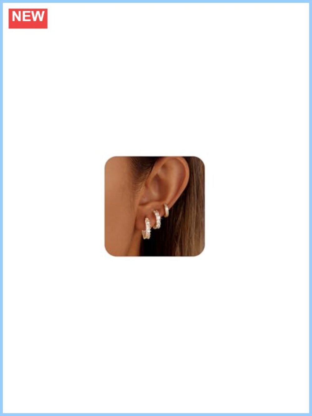 Cubic Zirconia Hoop Earrings Set for Women Hypoallergenic Copper Lever Back